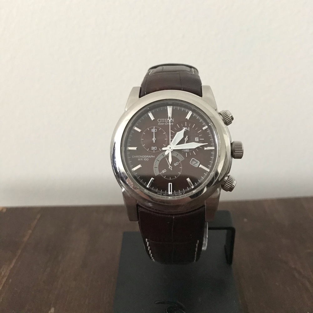 Citizens men’s eco drive WR-100 chronograph watch